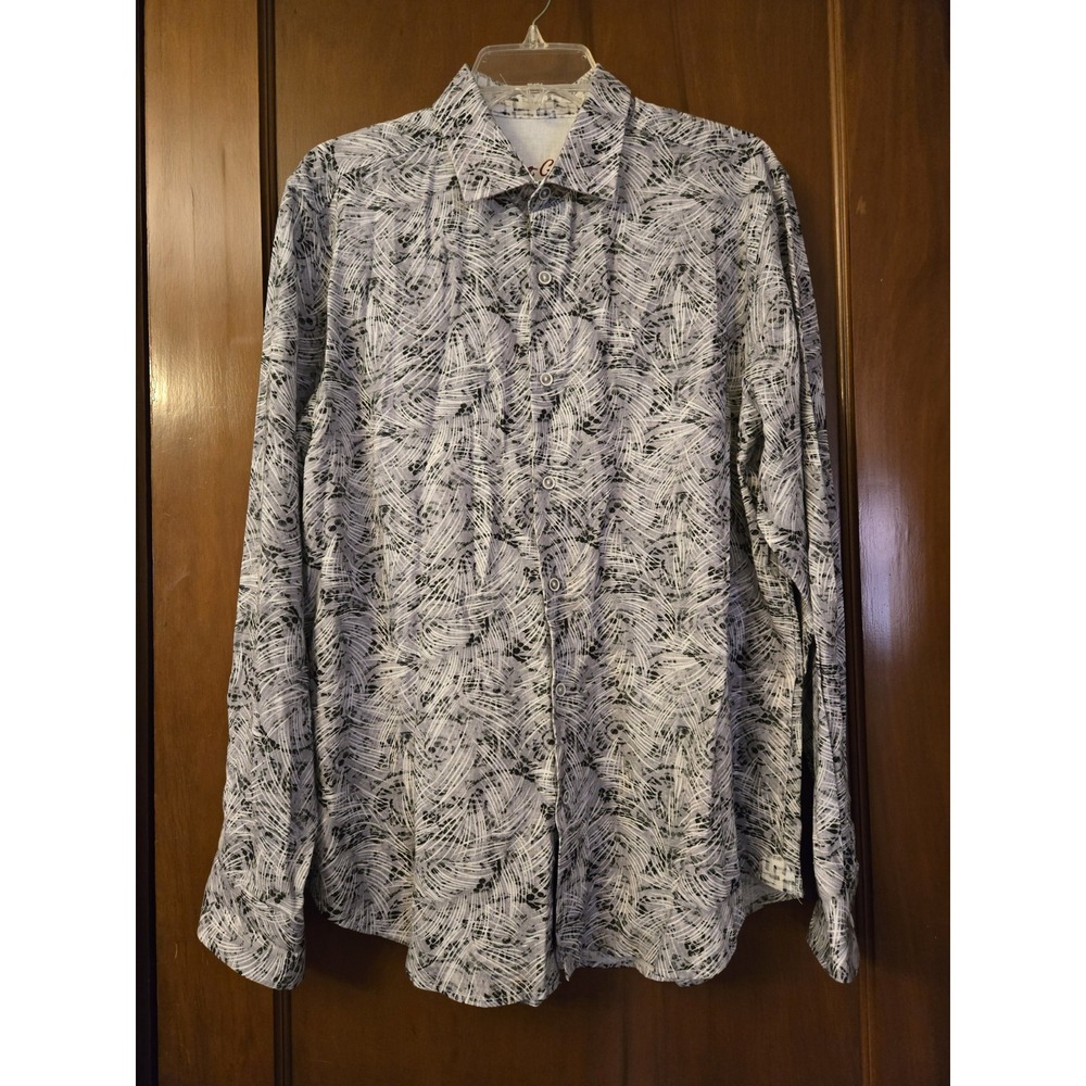 Robert Graham Men's Size Large Templeton Classic-Fit Linen-Blend Button Up Shirt